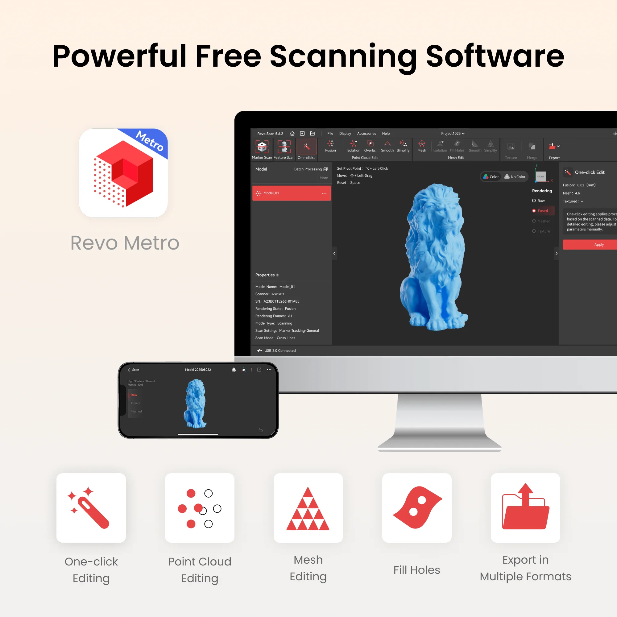 Revopoint INSPIRE 2: Wireless Infrared Laser and Structured Light 3D Scanner - Image 24